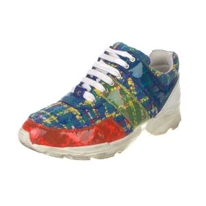 Chanel Authentic Interlocking CC Logo Tweed Sneakers Women's Size: 9 | US9, IT39